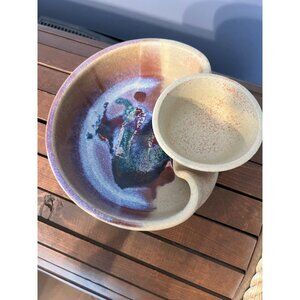 Bruce Larrabee Pottery Small Chip & Dip‎ Platter Glaze Art Pottery Signed